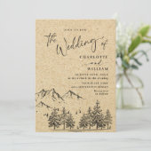 Gesimuleerde Kraft Paper Hand Drawn Mountains Wedu Kaart (Staand voorkant)