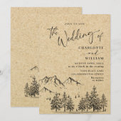 Gesimuleerde Kraft Paper Hand Drawn Mountains Wedu Kaart (Voorkant / Achterkant)