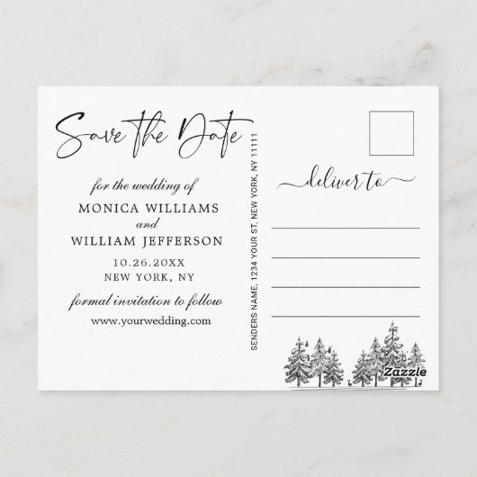 Gesimuleerde Kraft Paper Mountain Save the Date Briefkaart (Achterkant)