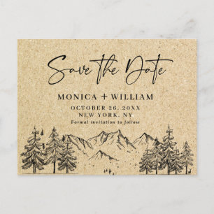 Gesimuleerde Kraft Paper Mountain Save the Date Briefkaart