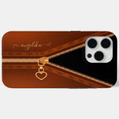 Gesimuleerde lederen hartzipper Case-Mate iPhone case (Achterkant (horizontaal))