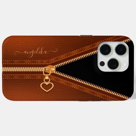 Gesimuleerde lederen hartzipper Case-Mate iPhone case (Achterkant (horizontaal))