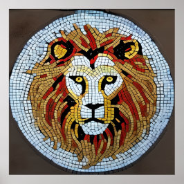 Gesimuleerde Leeuw Mozaïek Uniek Interessant Poster