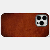 Gesimuleerde natuurlijke donkere rode bruine leder Case-Mate iPhone case (Achterkant (horizontaal))