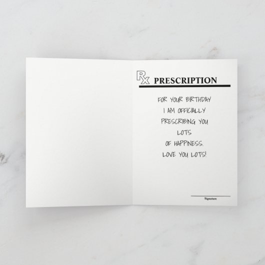 Gesimuleerde receptenfles Funny Verjaardag Kaart (Binnen)