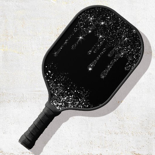 gesimuleerde zwarte dripende glitter pickleball pa pickleball paddle