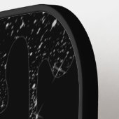 gesimuleerde zwarte glitter pickleball paddle (Links Detail)