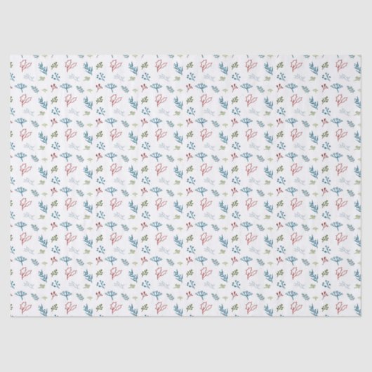 Gesketchte Botanische Kerst Weefsel Papier (Voorkant)