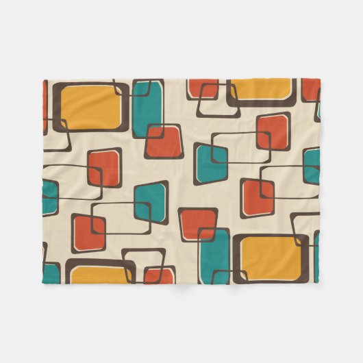 Geskewed Squares Mideeuw Patroon Fleece Deken (Voorkant (Horizontaal))