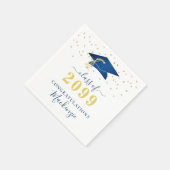 Geslaagd Cap Blauw Goud Confetti Script Servet (Hoek)
