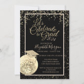 Geslaagd Cap, Disco Ball Confetti Afstuderen Kaart (Voorkant)