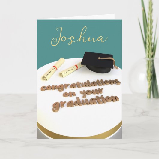 Geslaagd Cap en Diploma Cake Gefeliciteerd Kaart (Voorkant)