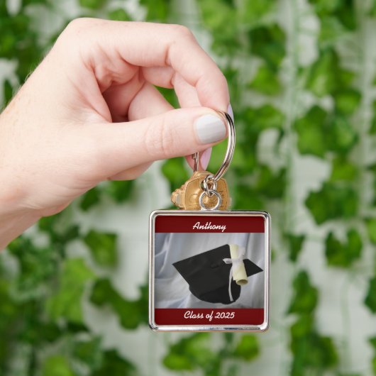 Geslaagd Cap En Diploma Vierkante Sleutelhanger (Hand)