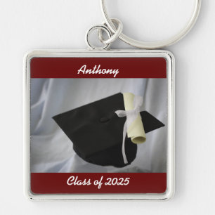 Geslaagd Cap En Diploma Vierkante Sleutelhanger