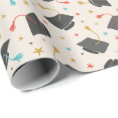 Geslaagd Cap en Tassel op crème Cadeaupapier (Rol Hoek)