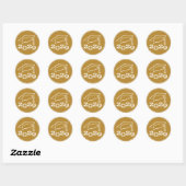 Geslaagd Cap Klasse Jaar Goud Ronde Sticker (Vel)