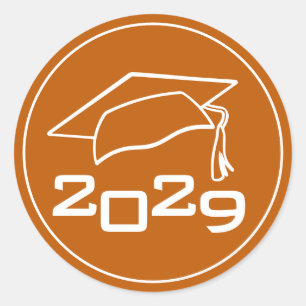 Geslaagd Cap Klasse Jaar Verbrand Sinaasappel Ronde Sticker