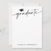 Geslaagd cap modern script blanco afstuderen notitiekaartje (Voorkant)