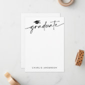 Geslaagd cap modern script blanco afstuderen notitiekaartje (Voorkant / Achterkant in situ)