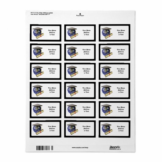 Geslaagd Cap op Aarde met Diploma Etiket (Full Sheet)