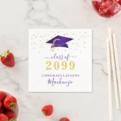 Geslaagd Cap Paarse gouden Confetti Script Servet (Insitu)