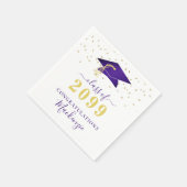 Geslaagd Cap Paarse gouden Confetti Script Servet (Hoek)