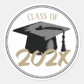Geslaagd Cap Plain Class van 2024 Ronde Sticker (Voorkant)