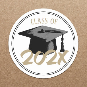 Geslaagd Cap Plain Class van 2024 Ronde Sticker
