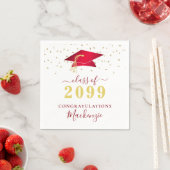 Geslaagd Cap Rood Goud Confetti Script Servet (Insitu)