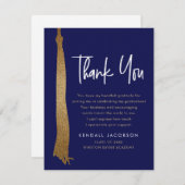 Geslaagd Cap Tassel Gold Blue Modern Bedankkaart (Voorkant / Achterkant)