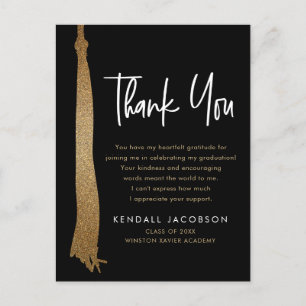 Geslaagd Cap Tassel Goud Zwart Minimalistisch Mode Aankondigingskaart