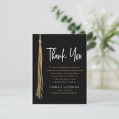 Geslaagd Cap Tassel Goud Zwart Modern Bedankkaart (Staand voorkant)