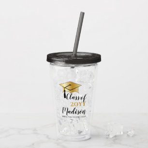 Geslaagd Cap - Tassel Zwart Goud Klasse Jaar Acryl Drinkbeker
