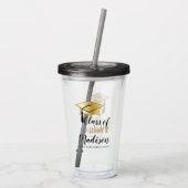 Geslaagd Cap - Tassel Zwart Goud Klasse Jaar Acryl Drinkbeker (Achterkant)