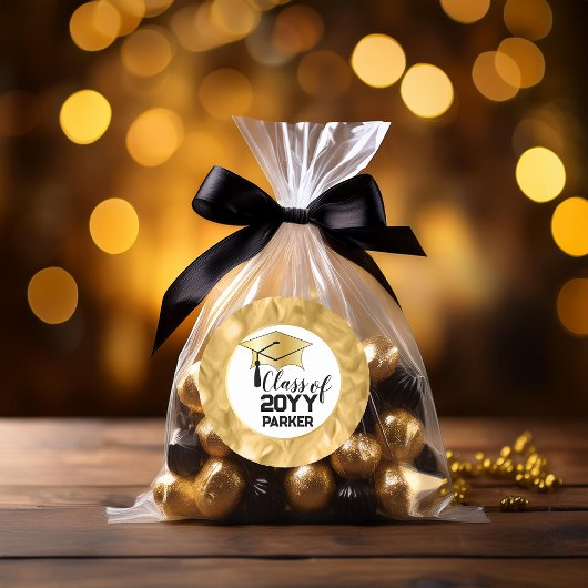 Geslaagd Cap - Tassel Zwart Goud Klasse Jaar Ronde Sticker