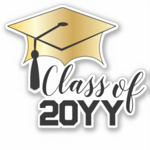 Geslaagd Cap - Tassel Zwart Goud Klasse Jaar Sticker