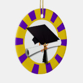 Geslaagd Cap w/Diploma - Goud & Paarse Keramisch Ornament (Rechts)