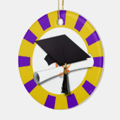 Geslaagd Cap w/Diploma - Goud & Paarse Keramisch Ornament (Links)