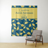 Geslaagd Caps Gefeliciteerd Blue & Gold Party Wandkleed (In situ)