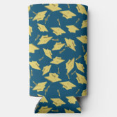 Geslaagd Caps Party Gefeliciteerd Blue & Gold Seltzer Blikjeskoeler (Achterkant)