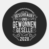 Geslaagd en gewonnen 2028 ronde sticker (Voorkant)