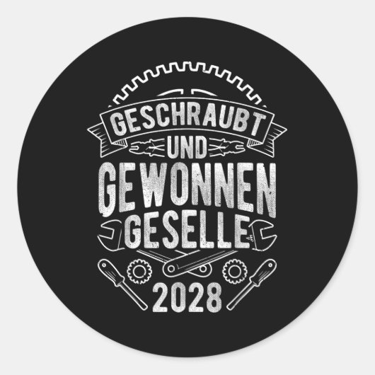 Geslaagd en gewonnen 2028 ronde sticker (Voorkant)