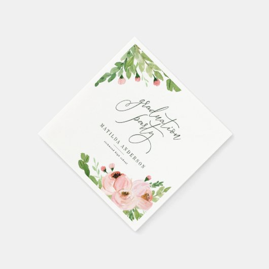 Geslaagd feest bloemige waterverf servet (Hoek)