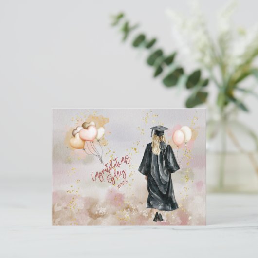 Geslaagd feest dochter gefeliciteerd briefkaart (Staand voorkant)