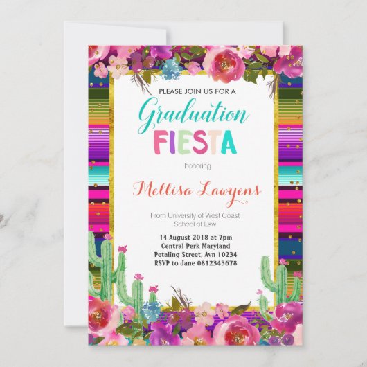 Geslaagd feest Fiesta Uitnodiging (Voorkant)