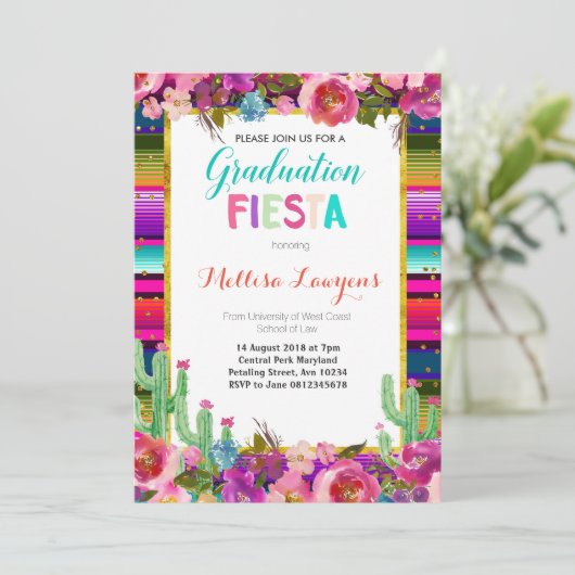 Geslaagd feest Fiesta Uitnodiging (Staand voorkant)