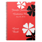 Geslaagd Feest Gastboek Rood Zwart Wit Bloemen Notitieboek (Voorkant)