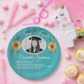 Geslaagd Feest Leuke Feiten Zonnebloem Blauwgroen Papieren Bordje (Feest)