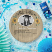 Geslaagd Feest Leuke Feiten Zonnebloem Blauwgroen  Papieren Bordje (Feest)