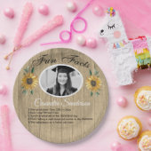 Geslaagd Feest Leuke Feiten Zonnebloem Blauwgroen  Papieren Bordje (Feest)